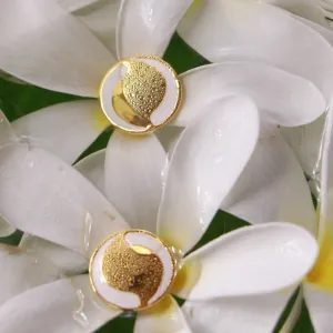 Luxury Button Earrings Elegant White