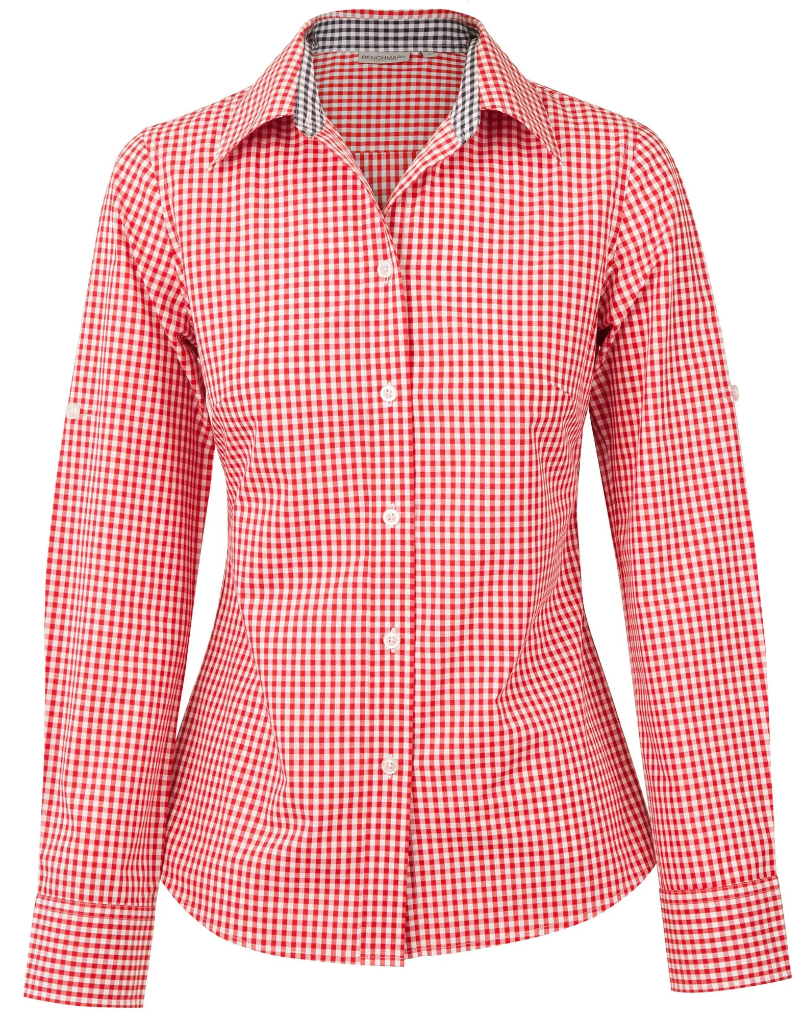 M8330L Ladies’ Gingham Check Long Sleeve Shirt