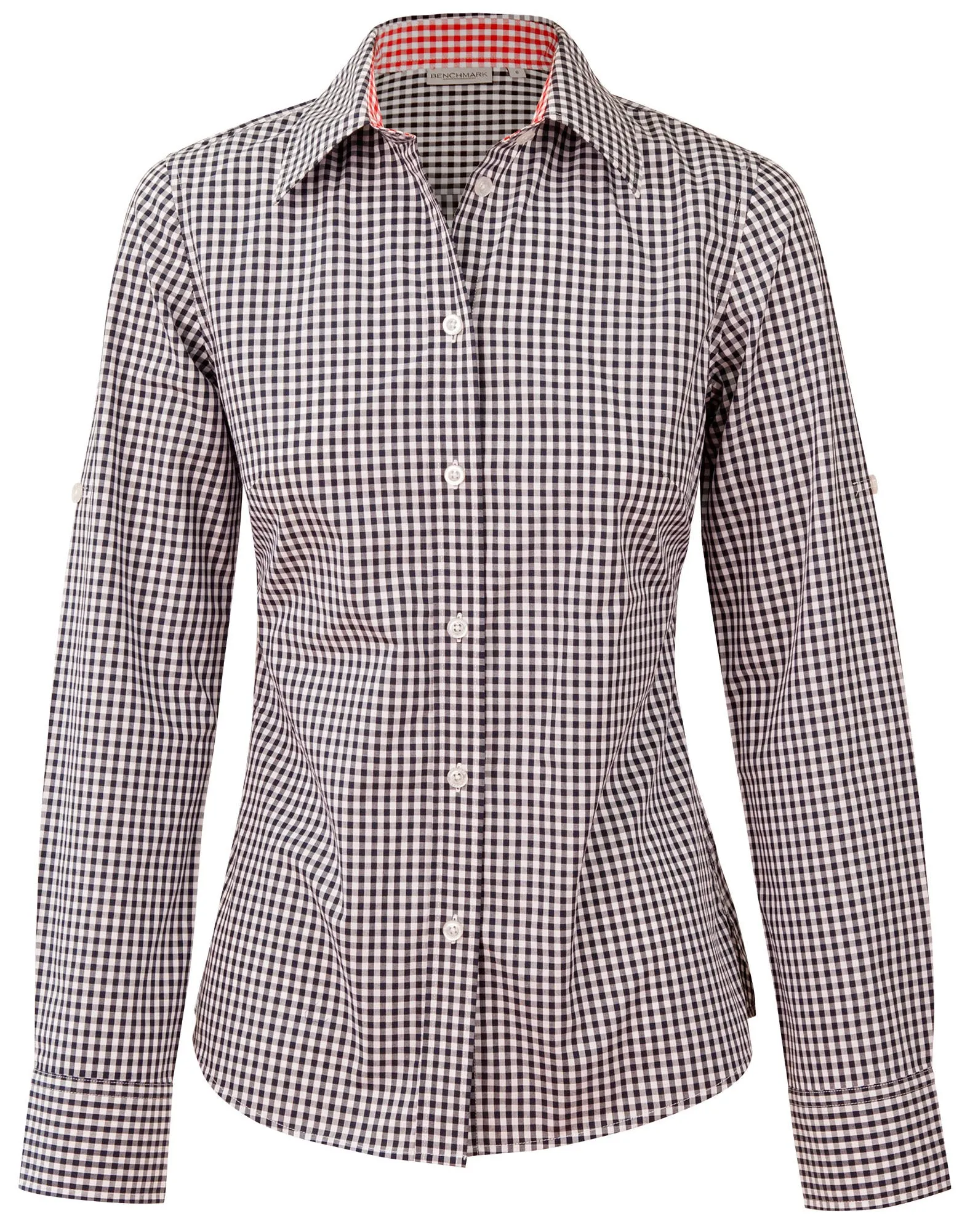 M8330L Ladies’ Gingham Check Long Sleeve Shirt