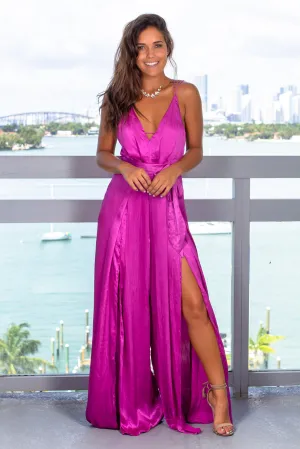 Magenta Jumpsuit with Slits