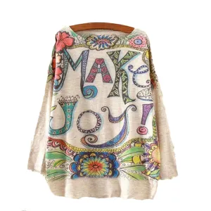 Make Joy Printed Knitted Long Sleeve