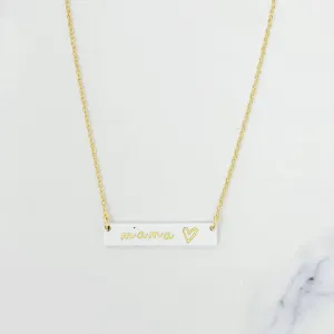 Mama Bar Heart Necklace: White