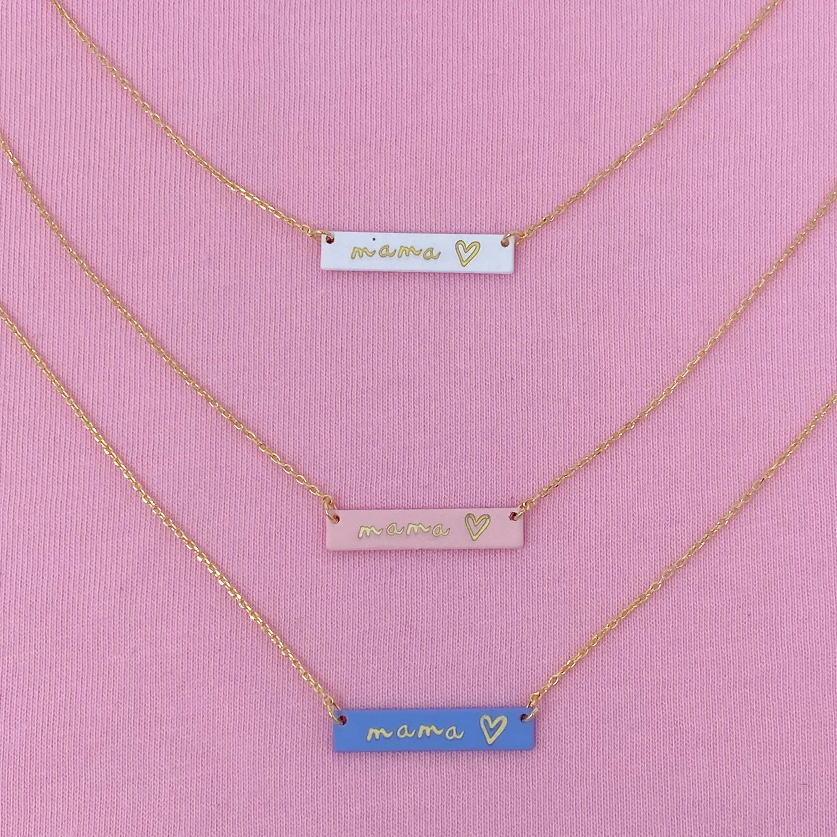 Mama Bar Heart Necklace: White