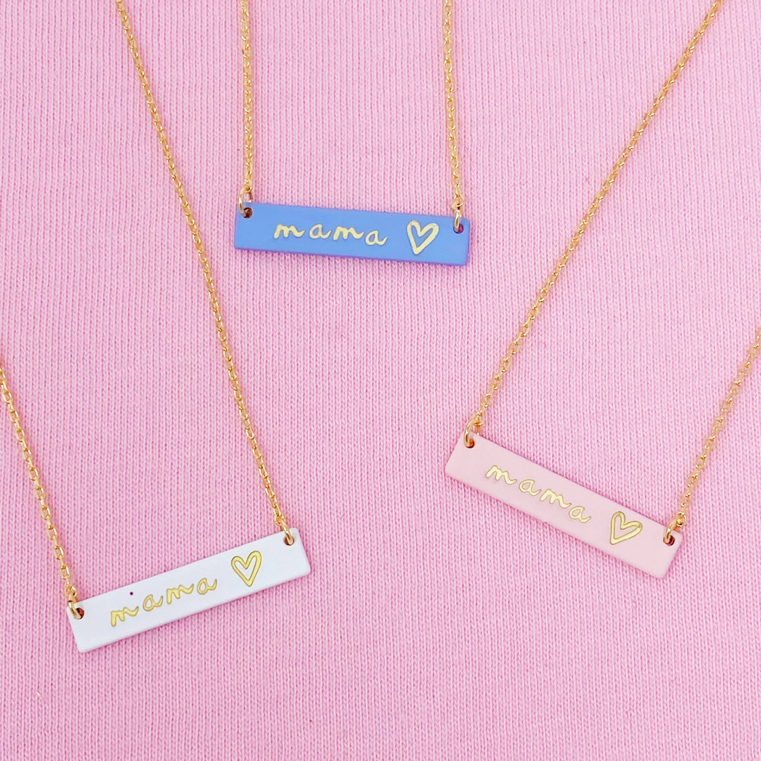 Mama Bar Heart Necklace: White