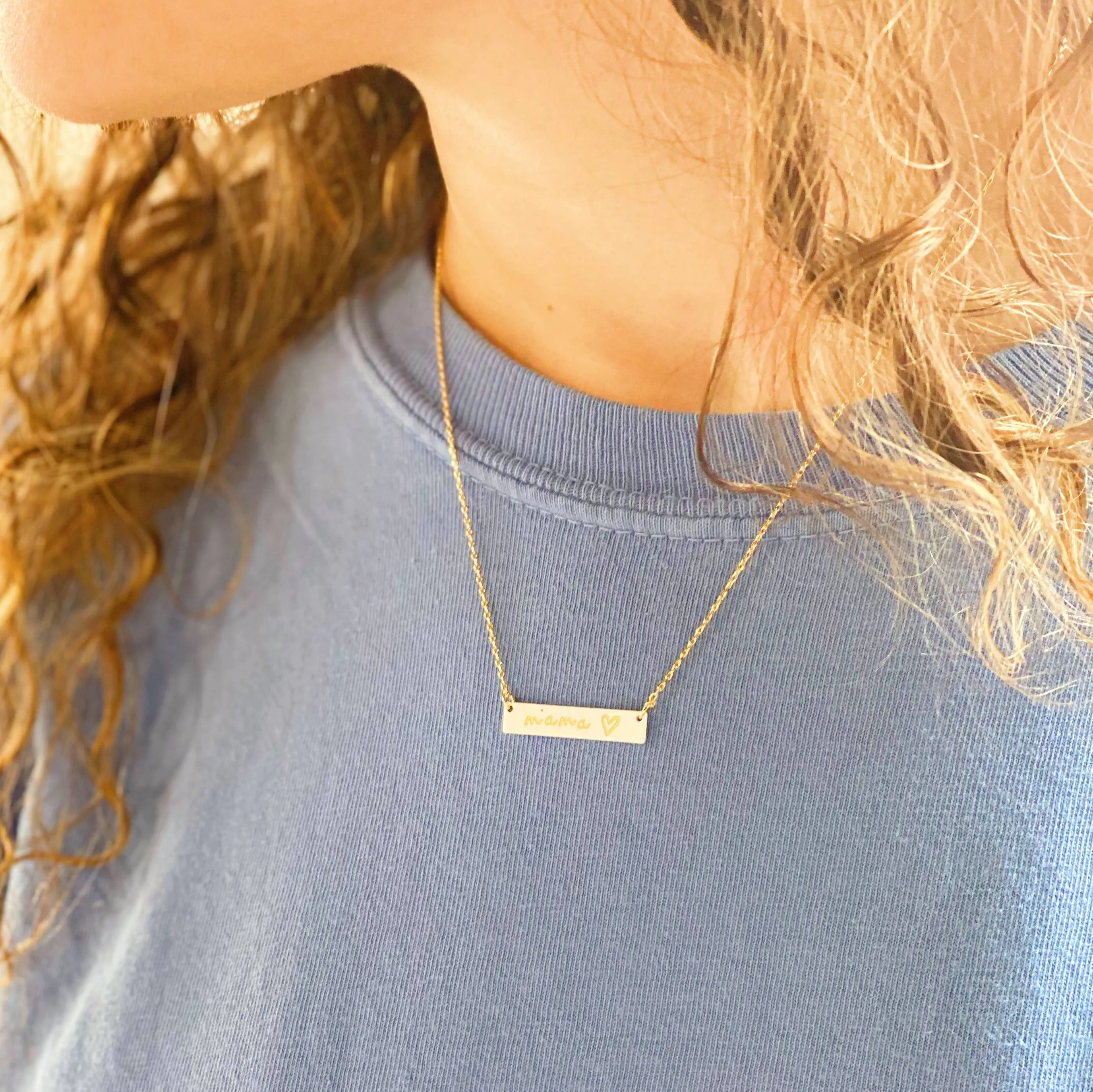 Mama Bar Heart Necklace: White