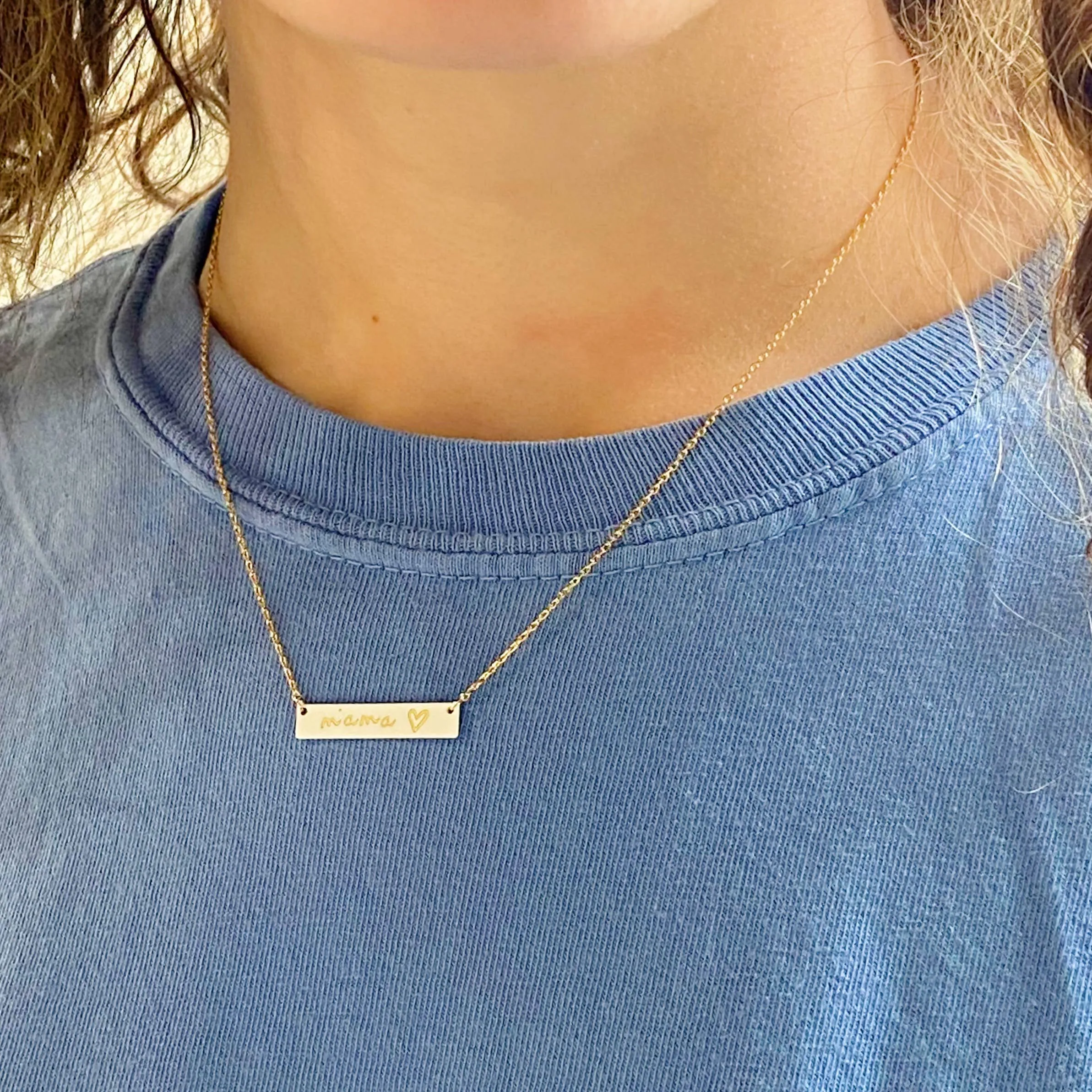 Mama Bar Heart Necklace: White