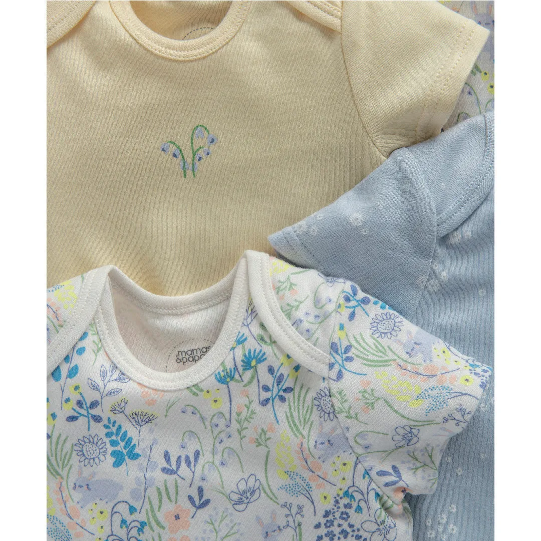 Mamas and Papas Floral Bunny Short Sleeve Bodysuits - 5 Pack