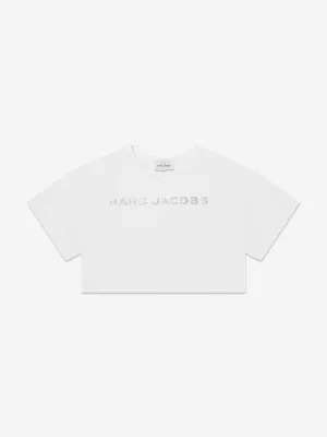 MARC JACOBS Girls Logo Cropped T-Shirt in White