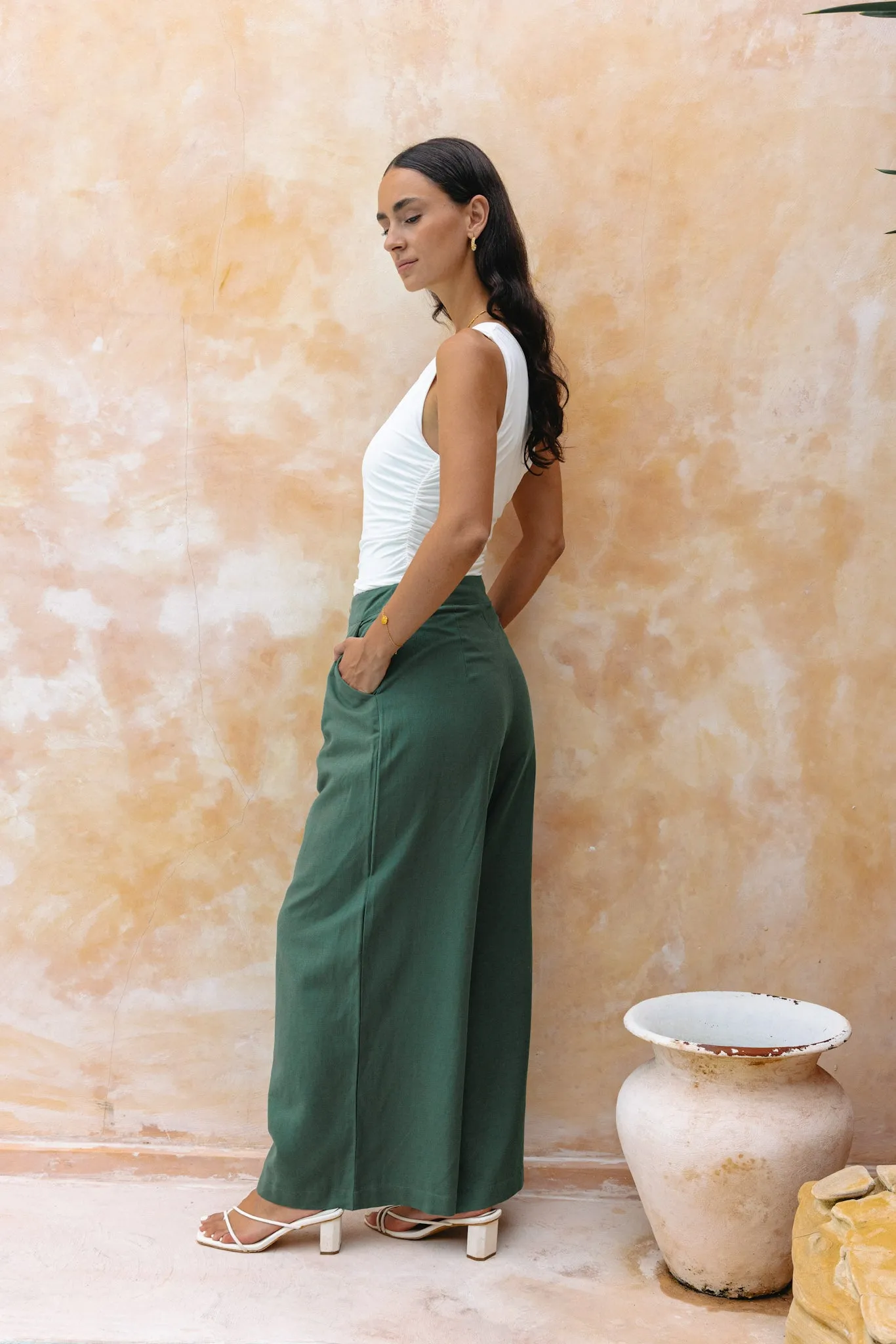 Margo Forest Green Wide Leg Pants