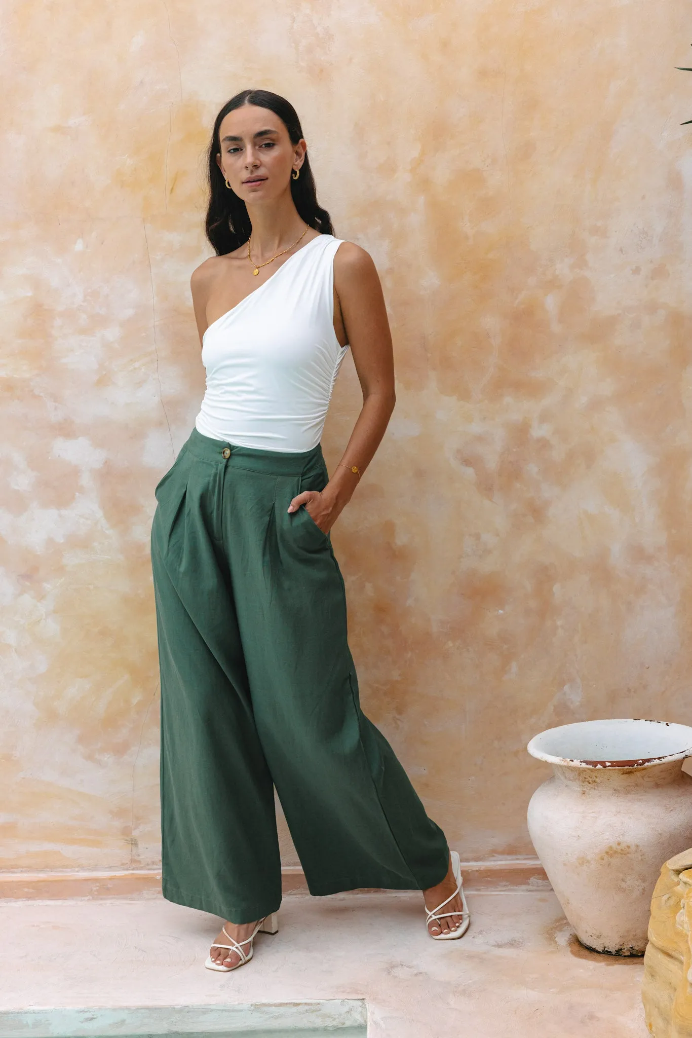 Margo Forest Green Wide Leg Pants