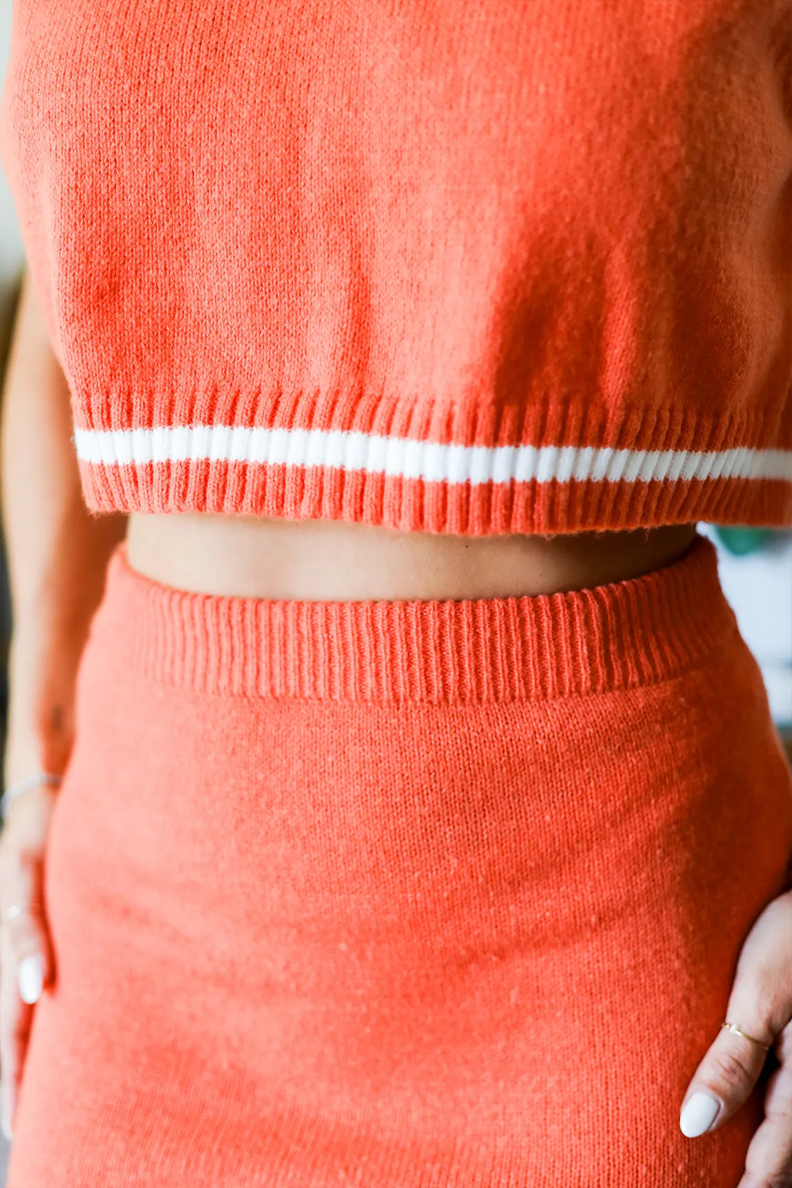 Maria Varsity Knit Crop & Skirt Set