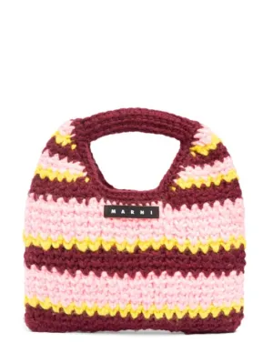 Marni Junior   Striped crochet mini top handle bag 