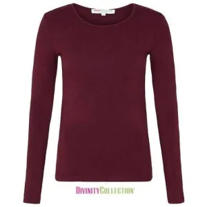 Maroon Long Sleeve Cotton Body Top