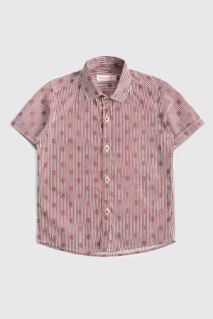 Maroon Striped Print Casual Shirt