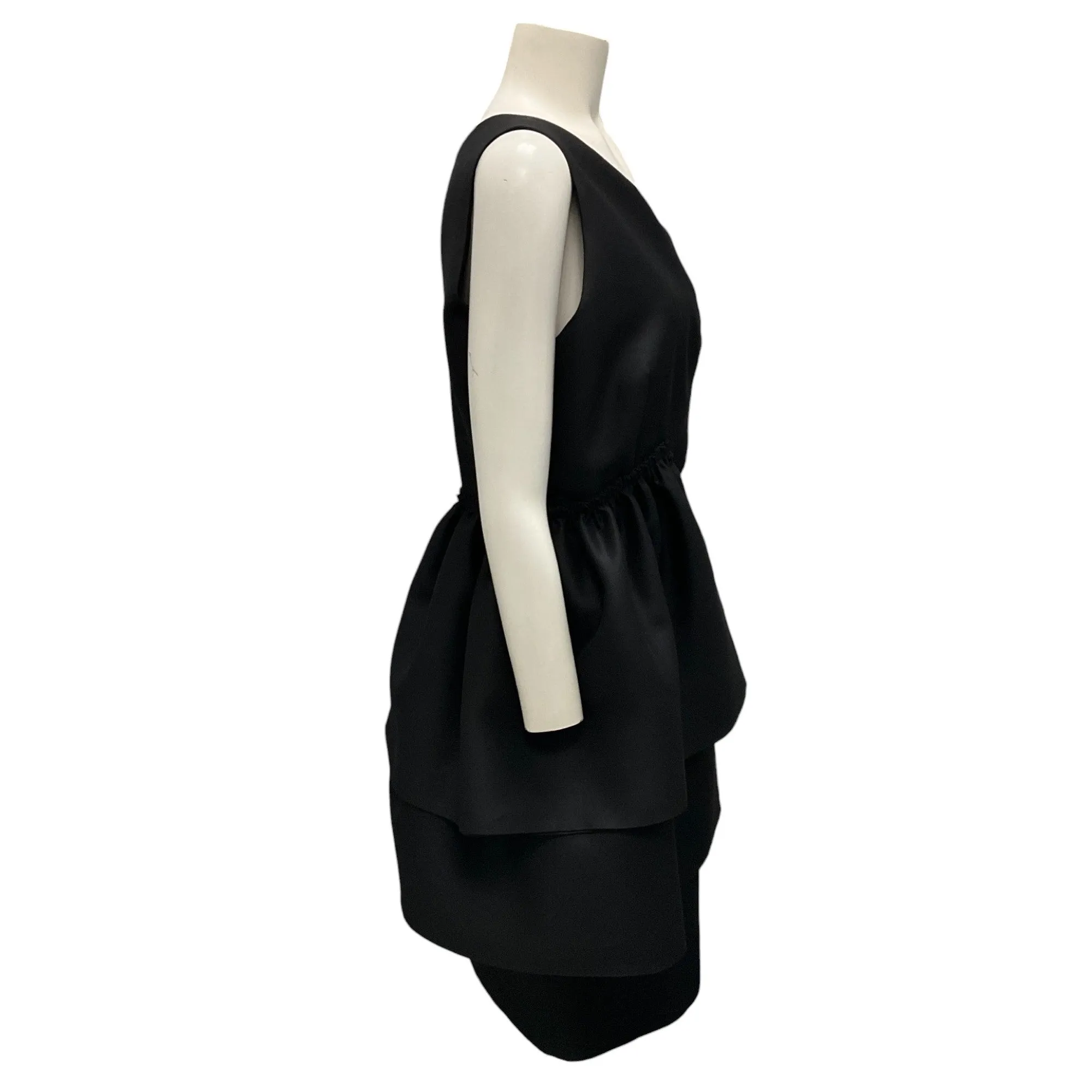 Martin Grant Black Layered Ruffle One Shoulder Dress