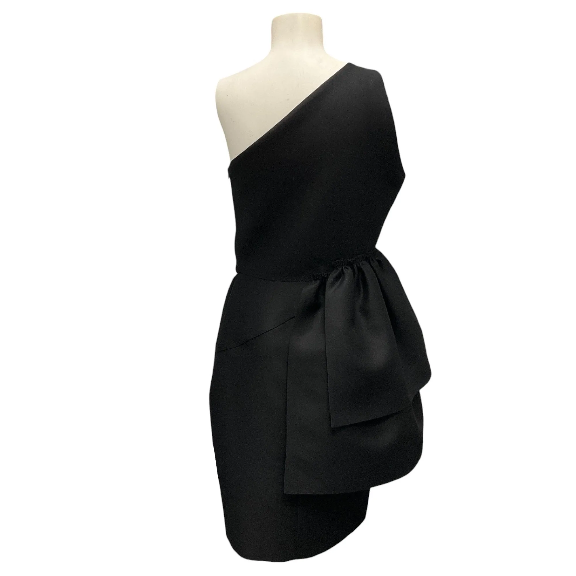 Martin Grant Black Layered Ruffle One Shoulder Dress