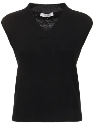 Max Mara   Zebio cotton knit v neck vest 