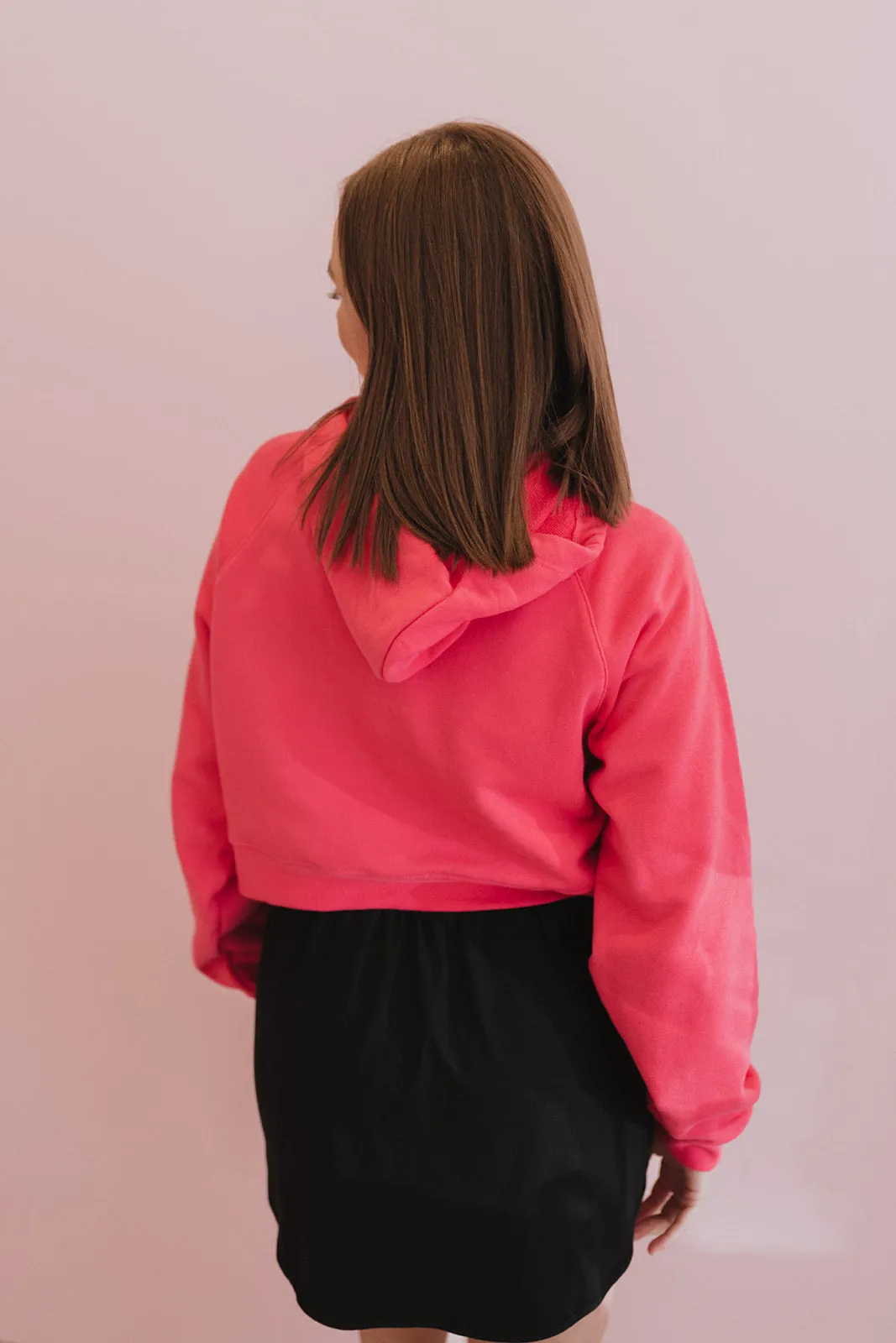Meaningful Moment Flamingo Pink Cropped Hoodie