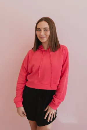 Meaningful Moment Flamingo Pink Cropped Hoodie