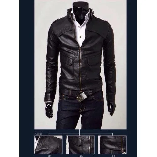 Men faux Leather jacket T5