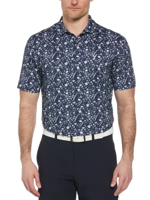 Men's All Over Tropical Print Polo Shirt