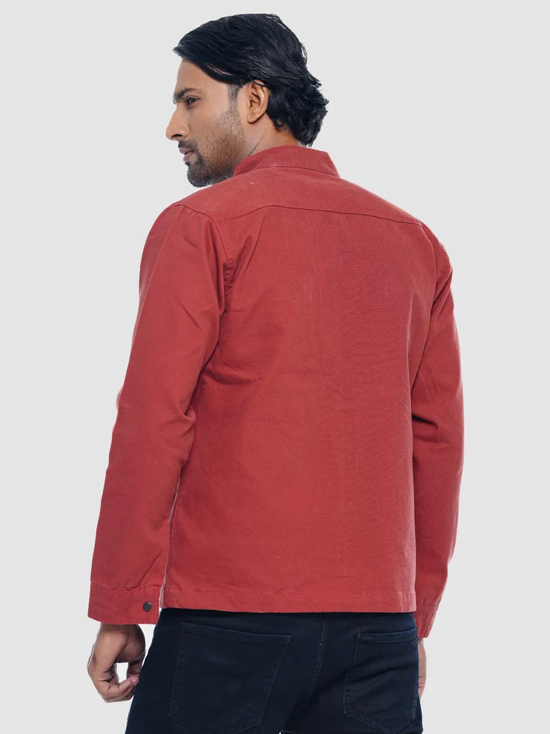 Men's Casual Biker Jacket in Burn Orange