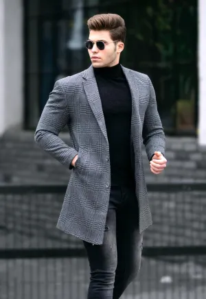 Men's Coat Plaid Cachet Coat European Made by Madmext | 5066