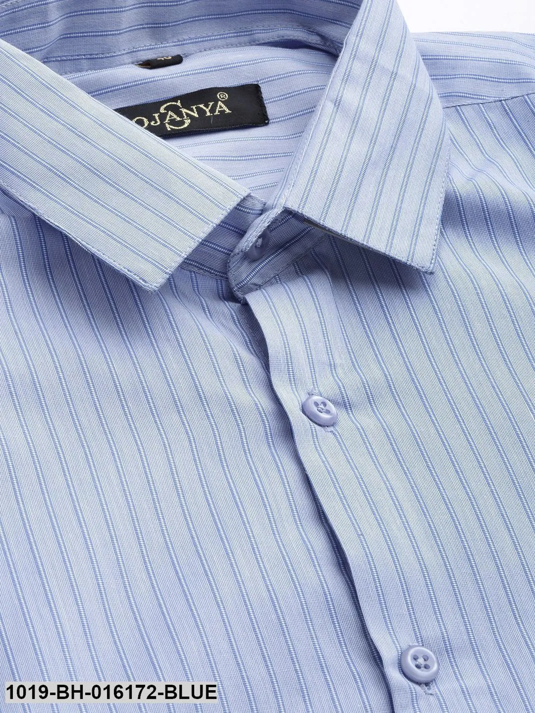 Men's Cotton Blue Striped Formal Shirt - Sojanya