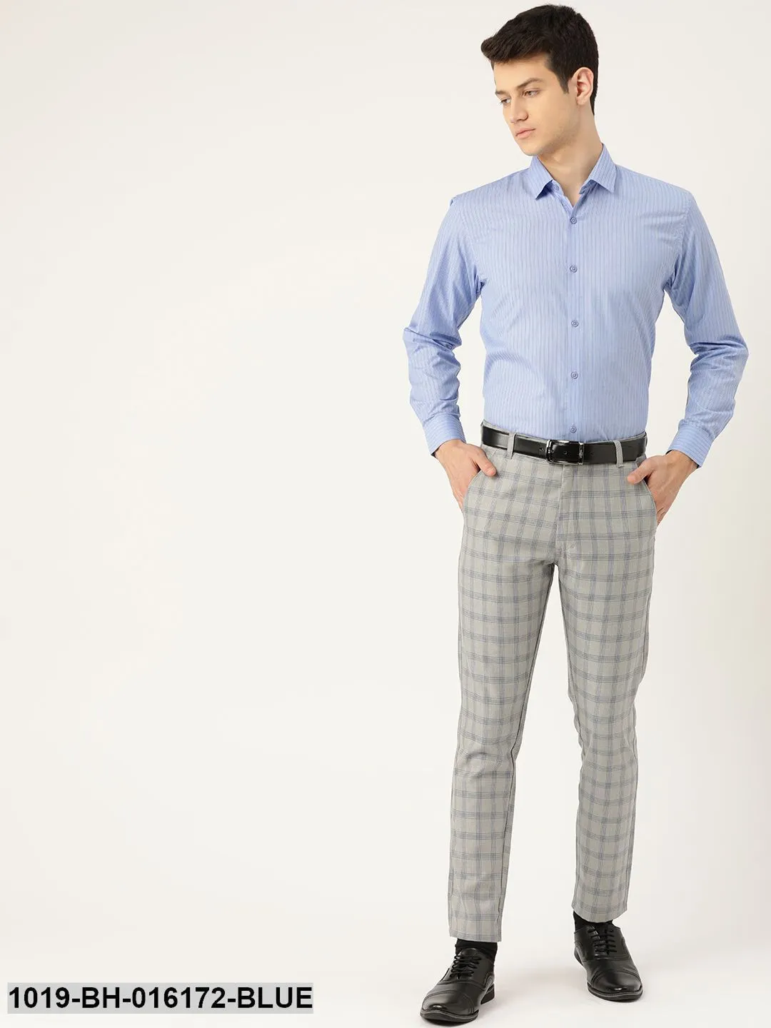 Men's Cotton Blue Striped Formal Shirt - Sojanya