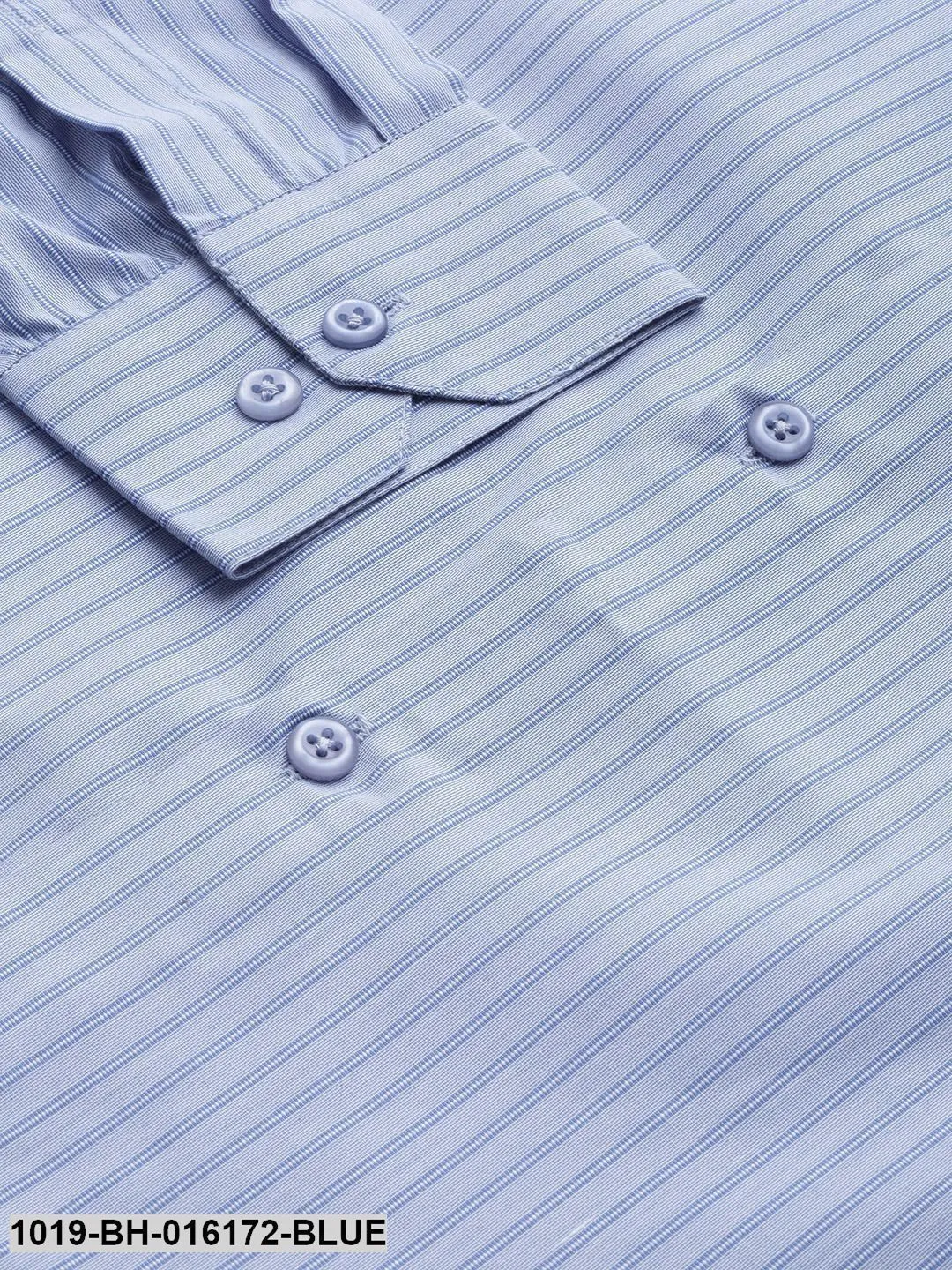 Men's Cotton Blue Striped Formal Shirt - Sojanya