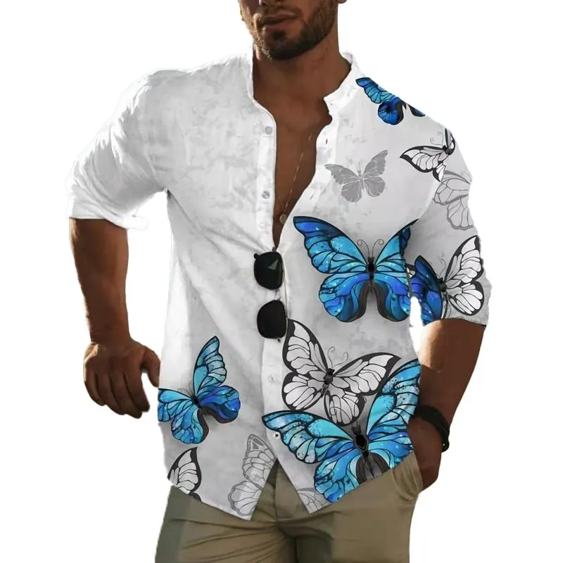 Men's Cotton Linen Printed Shirt 58411698L