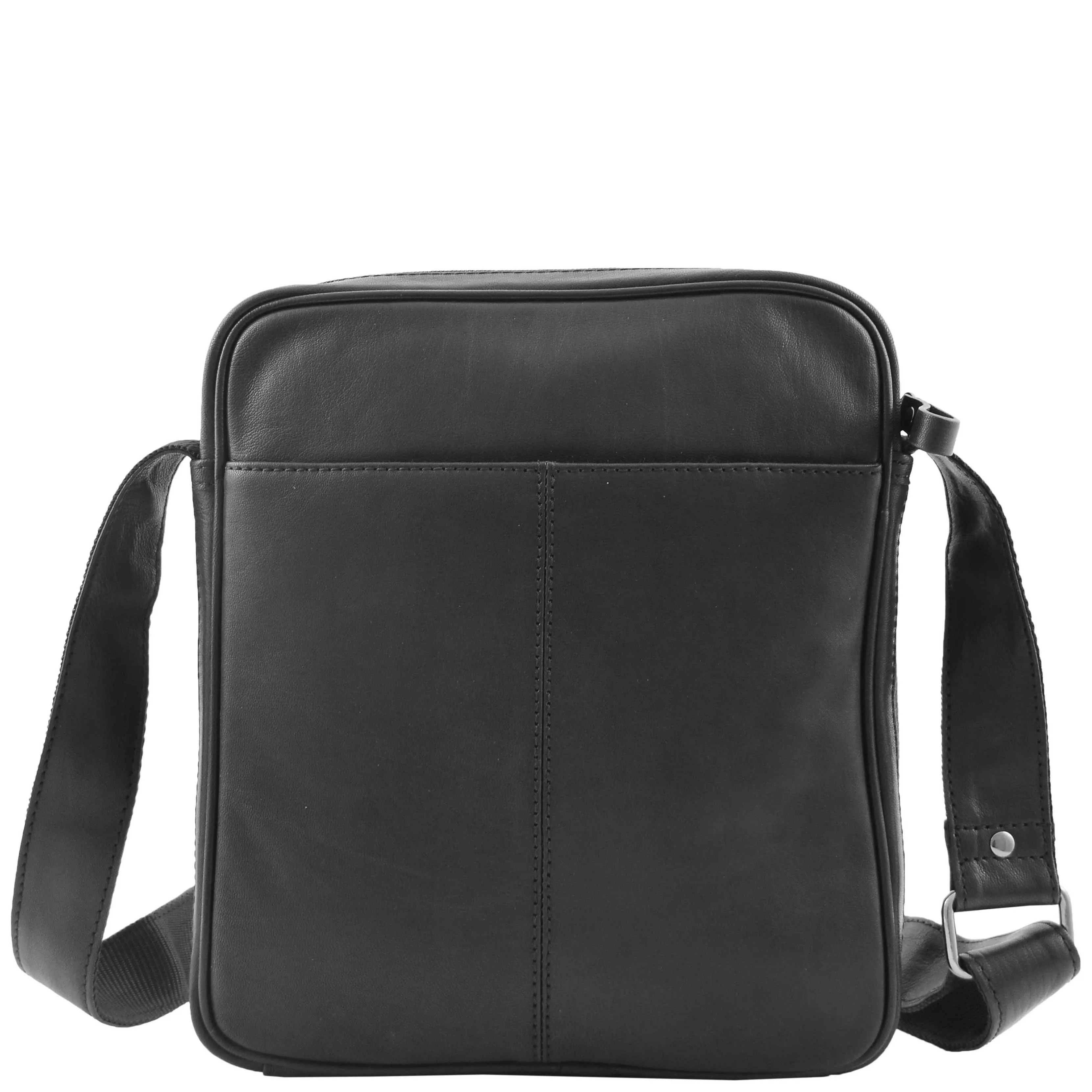 Mens Genuine Leather Messenger Flight Shoulder Bag Organiser Eric Black