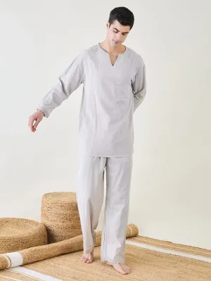 Mens Grey Cotton Pyjama Set