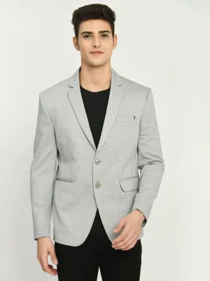 Men's Grey Dotted Cotton Notched Lapel Blazer