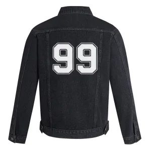 Mens Lucky Number 99 Graphic Button Up Denim Jacket