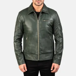 Mens Pine Green Leather Jacket