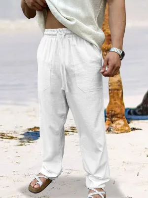 Men's Solid Color Breathable Sweat-Absorbent Casual Wide Leg Pants