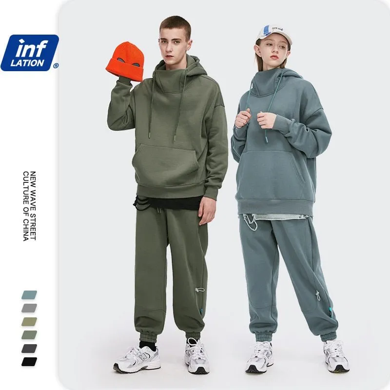 Men's Thick Fleece Tracksuit with High Collar