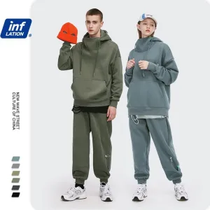 Men's Thick Fleece Tracksuit with High Collar