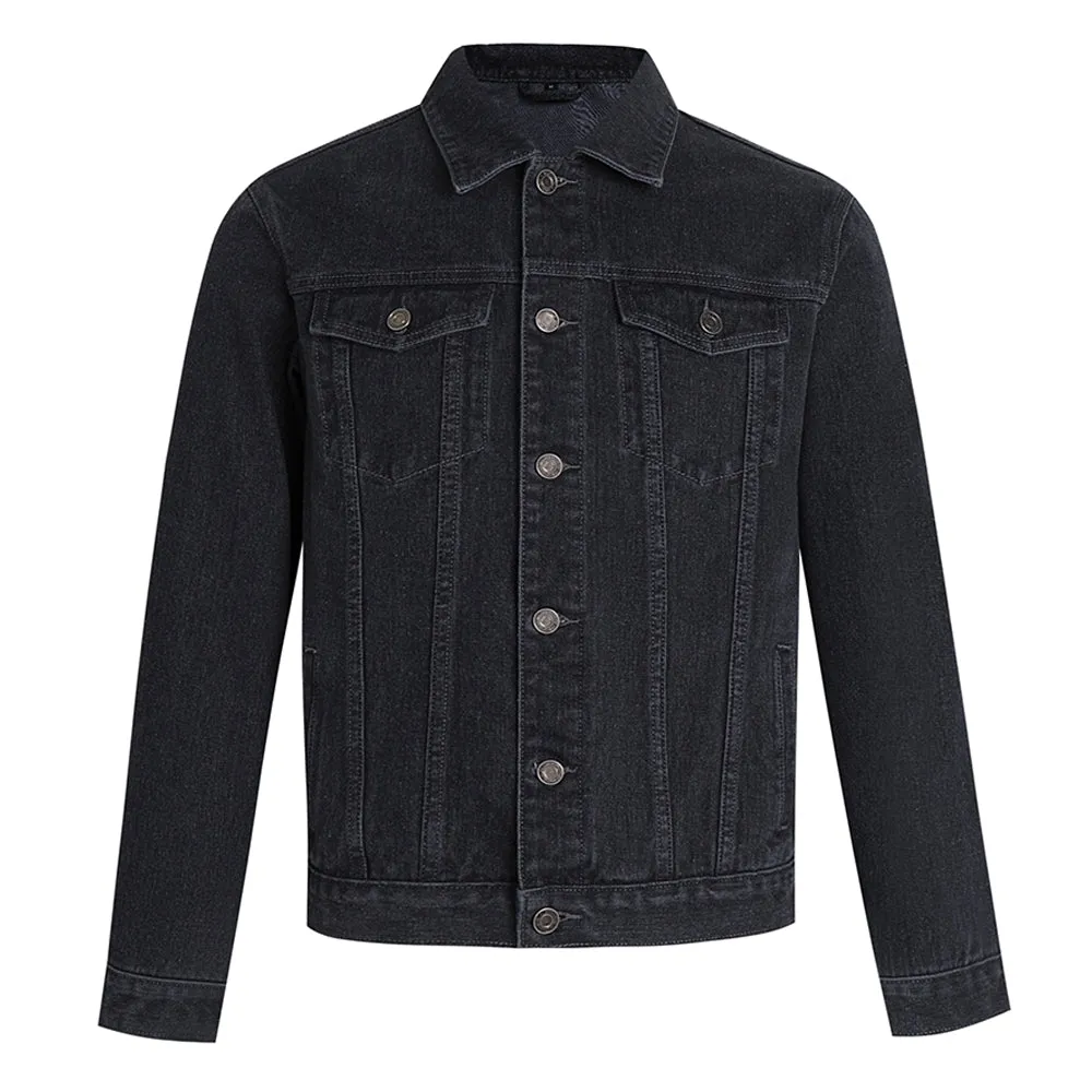 Mens Vintage Cartoon Chimpanzee Head Prints Denim Jacket