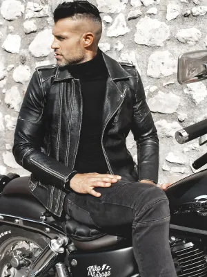 Mens Vintage Style Motorcycle Cafe Racer Genuine Leather Jacket