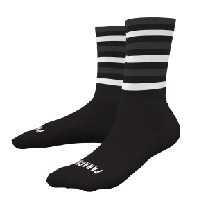 Merino Wool Socks - BLACK with White/Grey stripes