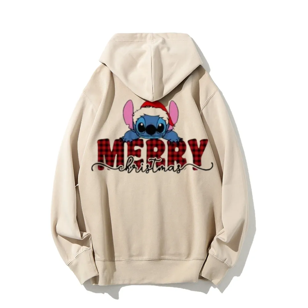 Merry Christmas Festival Graphic Pullover With Kangaroo Pocket Hoodies