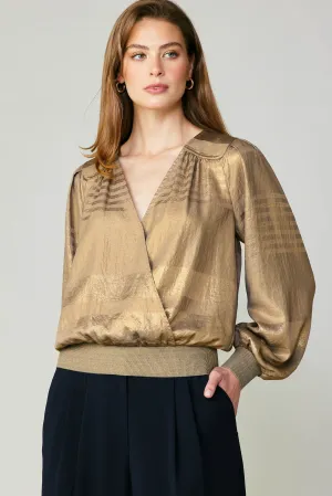 Metallic Surplice Blouse