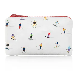Mini Zipper Pack in Dancing Skiers with Red Zipper
