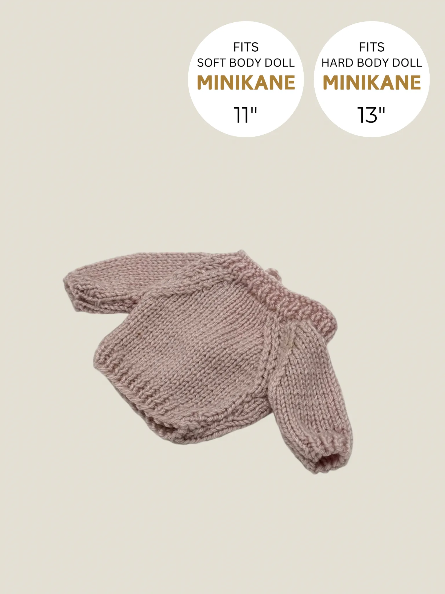 Minikane Doll Clothes | Knitted Pullover - Dusty Pink