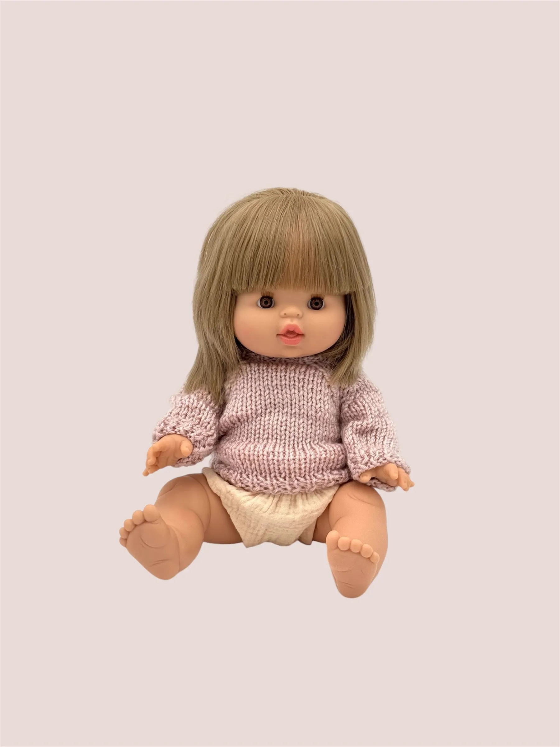Minikane Doll Clothes | Knitted Pullover - Dusty Pink