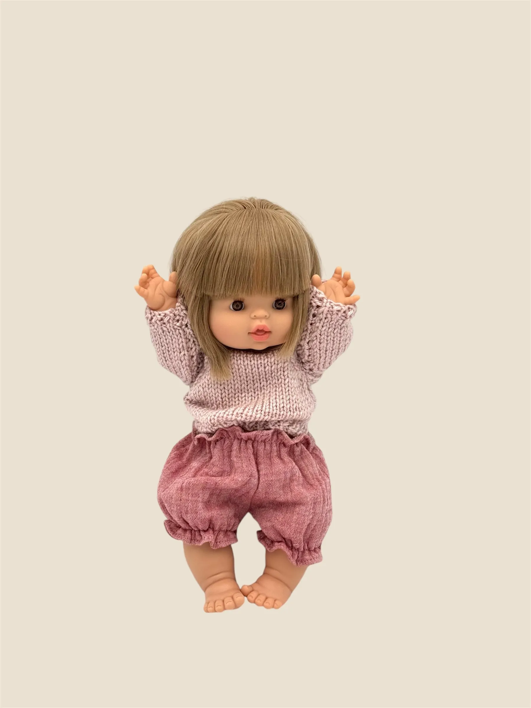 Minikane Doll Clothes | Knitted Pullover - Dusty Pink