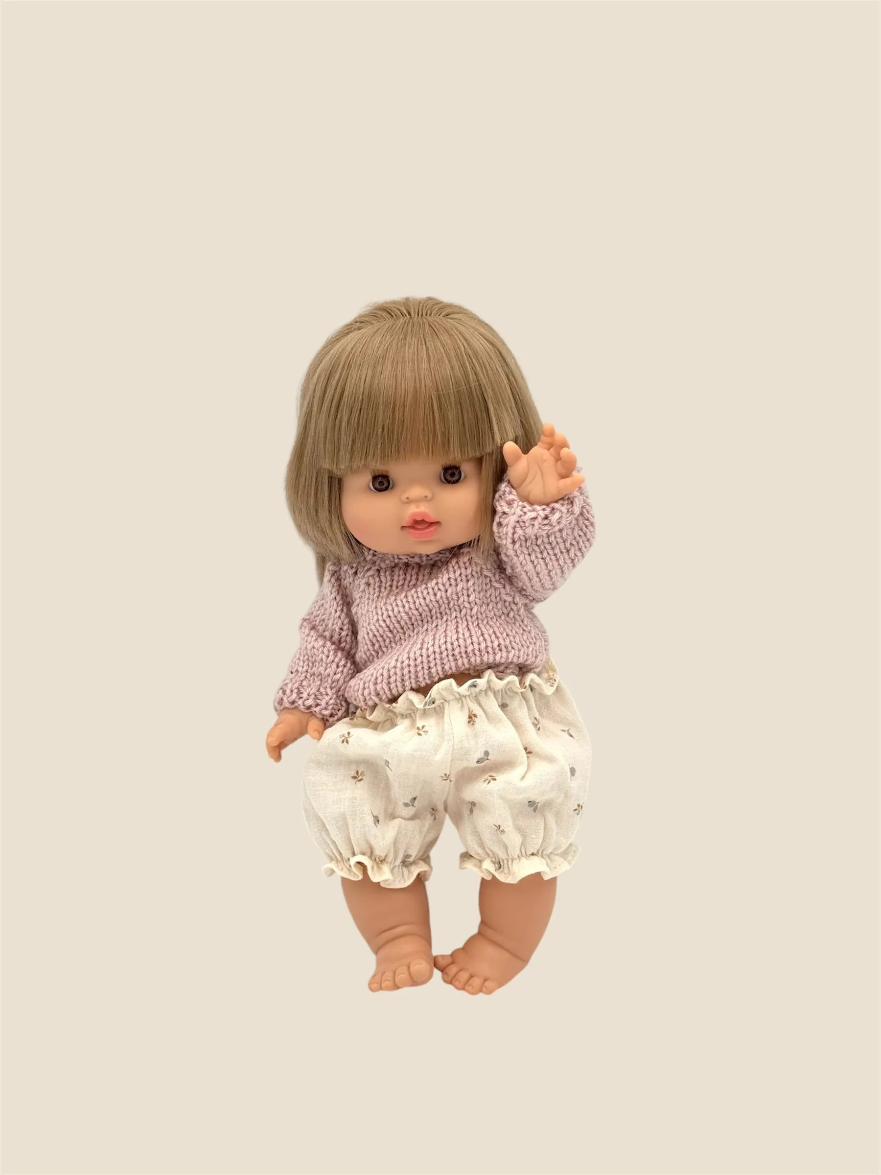 Minikane Doll Clothes | Knitted Pullover - Dusty Pink