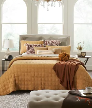Miraya Medium Beige 100% Cotton Knitted With Polyester Filled King Size Bed Cover With 2 Pillow Covers & 2 Cushion Covers in Fabric Bag Packaging (Set of 6 Pcs)